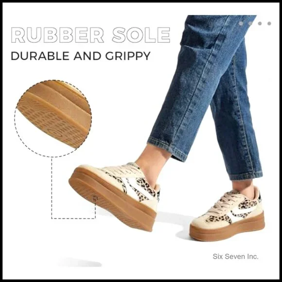 Platform Sneakers Retro Fashion Thick Rubber Sole Comfortable Tennis Skate